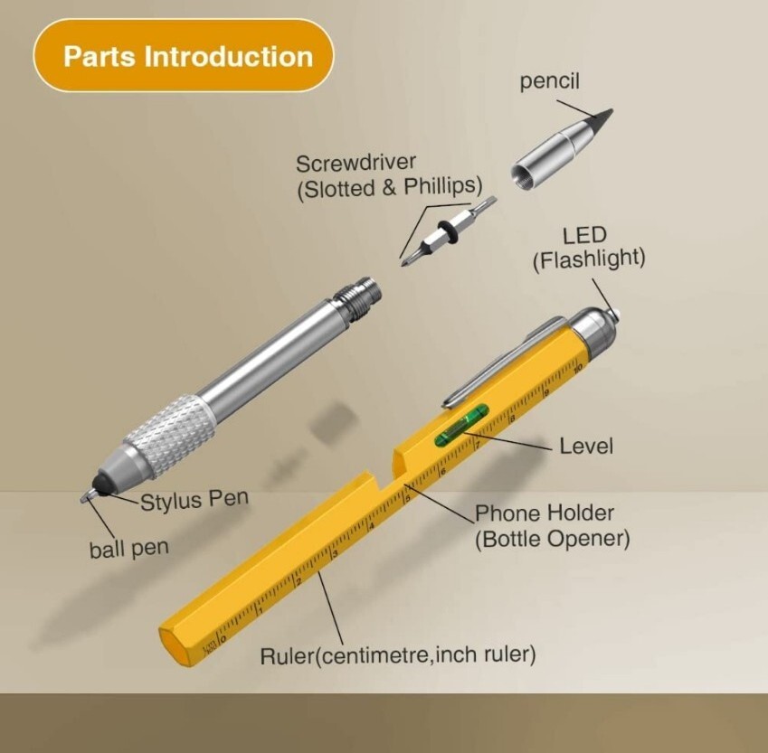 10 in 1 Multitool Pens Memorial Gifts Cool Gift for Dad, Grads, Teachers