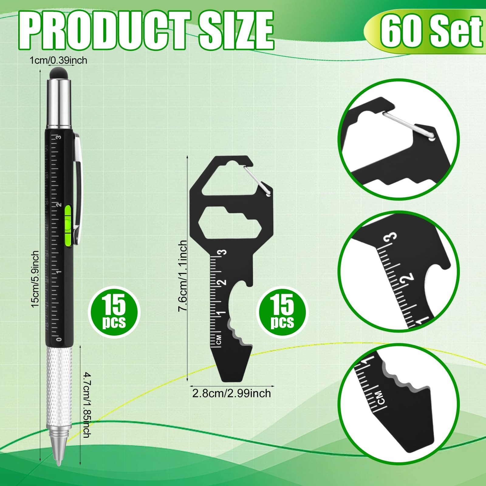 30 Pcs Multi Tool Set – 6-in-1 Screwdriver Pens, Stainless Steel Keychain, Gifts
