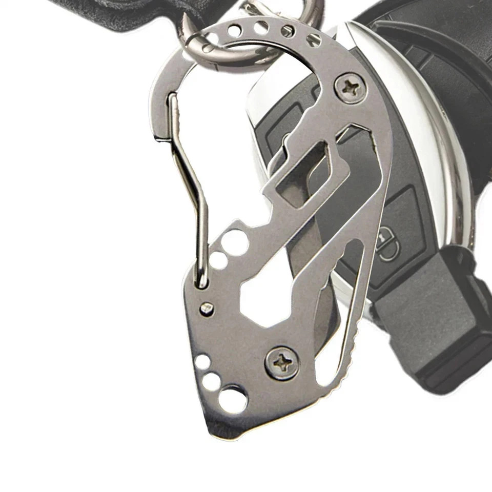 Stainless Multi Tool EDC Pocket Survival Carabiner Screwdriver Keychain Wrench**