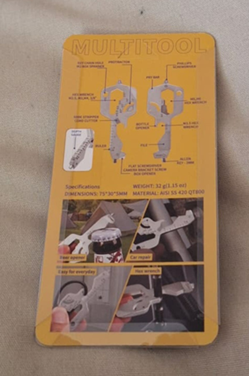 SUPUSE 20-in-1 Key Shaped Multitool, Stainless Steel Pocket Tool, Keychain NEW