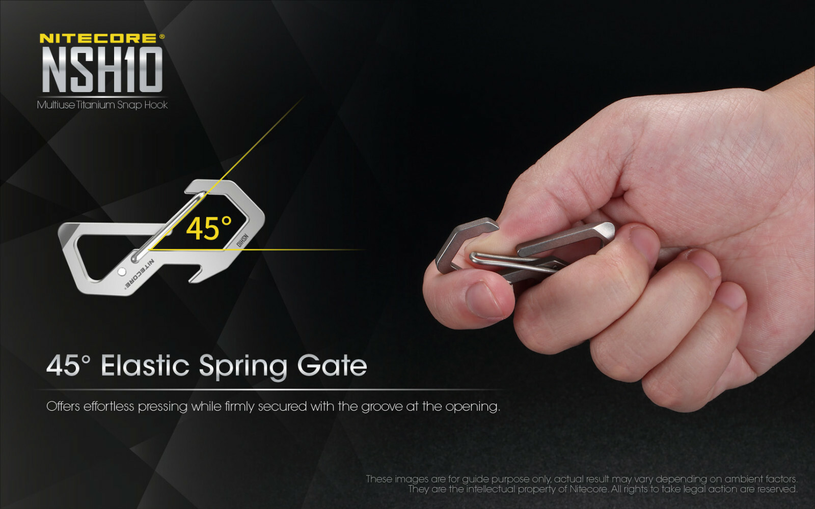 NiteCore NSH10 Multiuse Titanium Snap Hook EDC Multi-Tool Keychain Carabiner