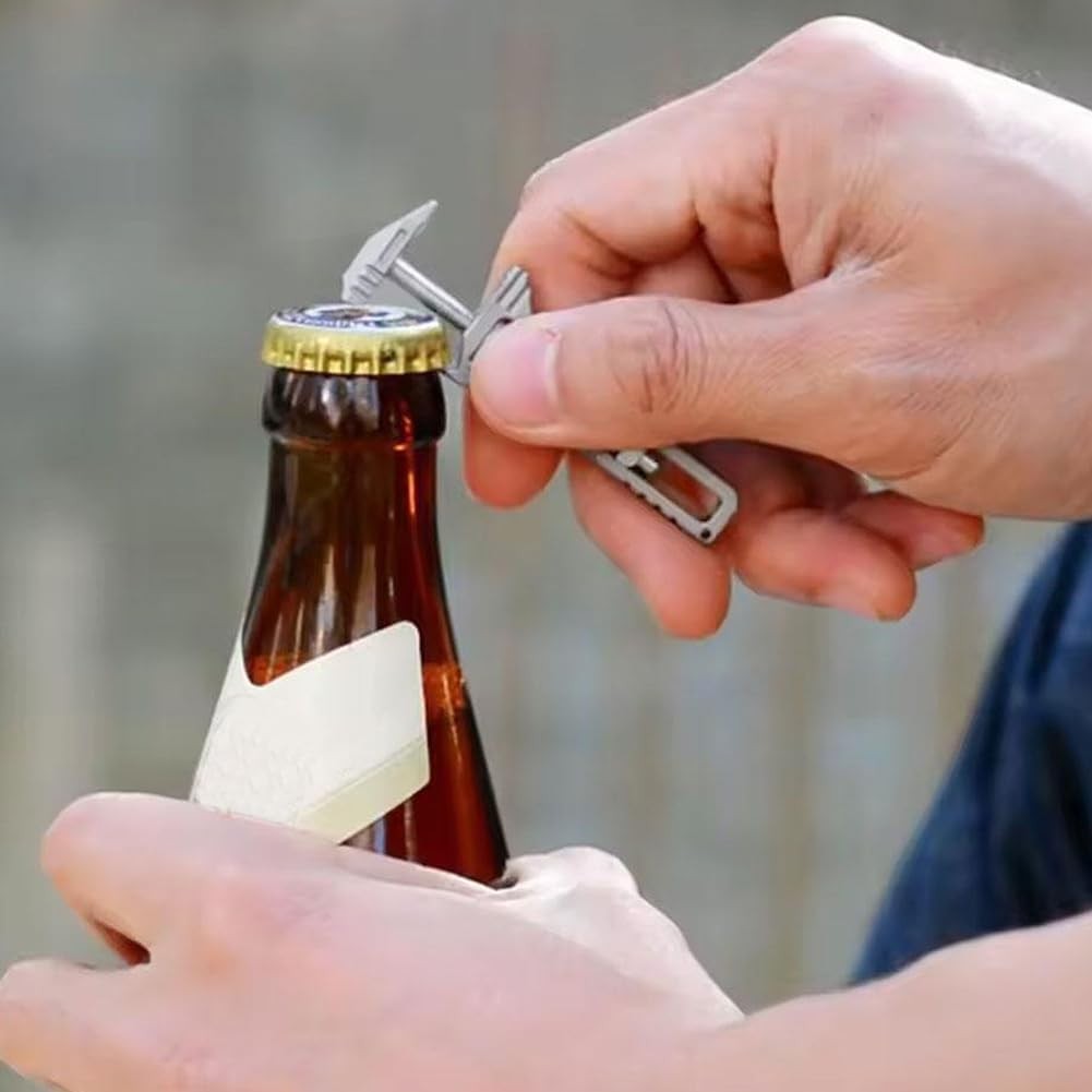 Compact Titanium Multi-tool Pocket Multitool Mini Wrench Bottle Opener Keychain