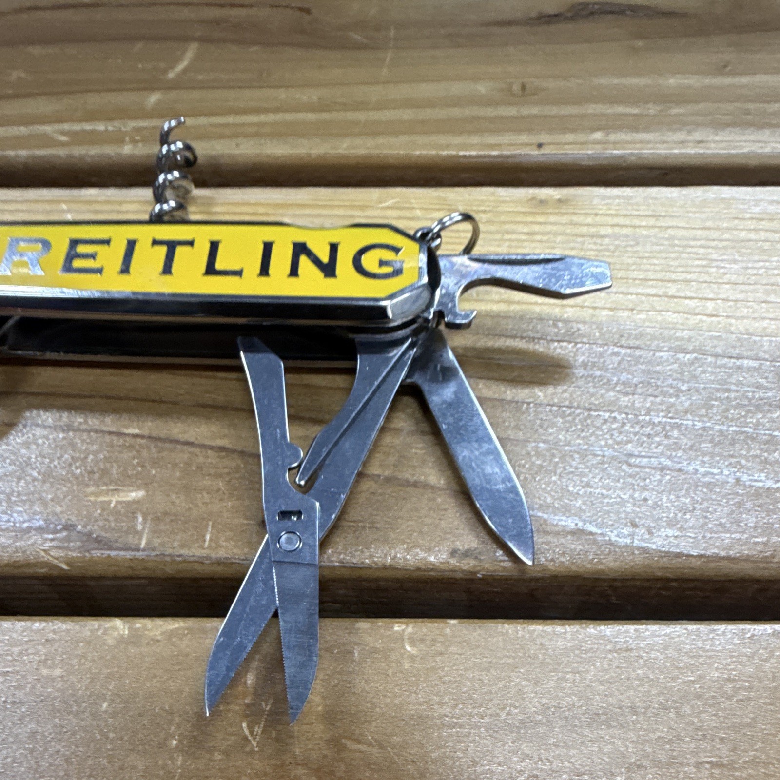 Wenger Breitling Multi-Tool 7-Tool Keyring Yellow/Silver 2.5in SS Blade