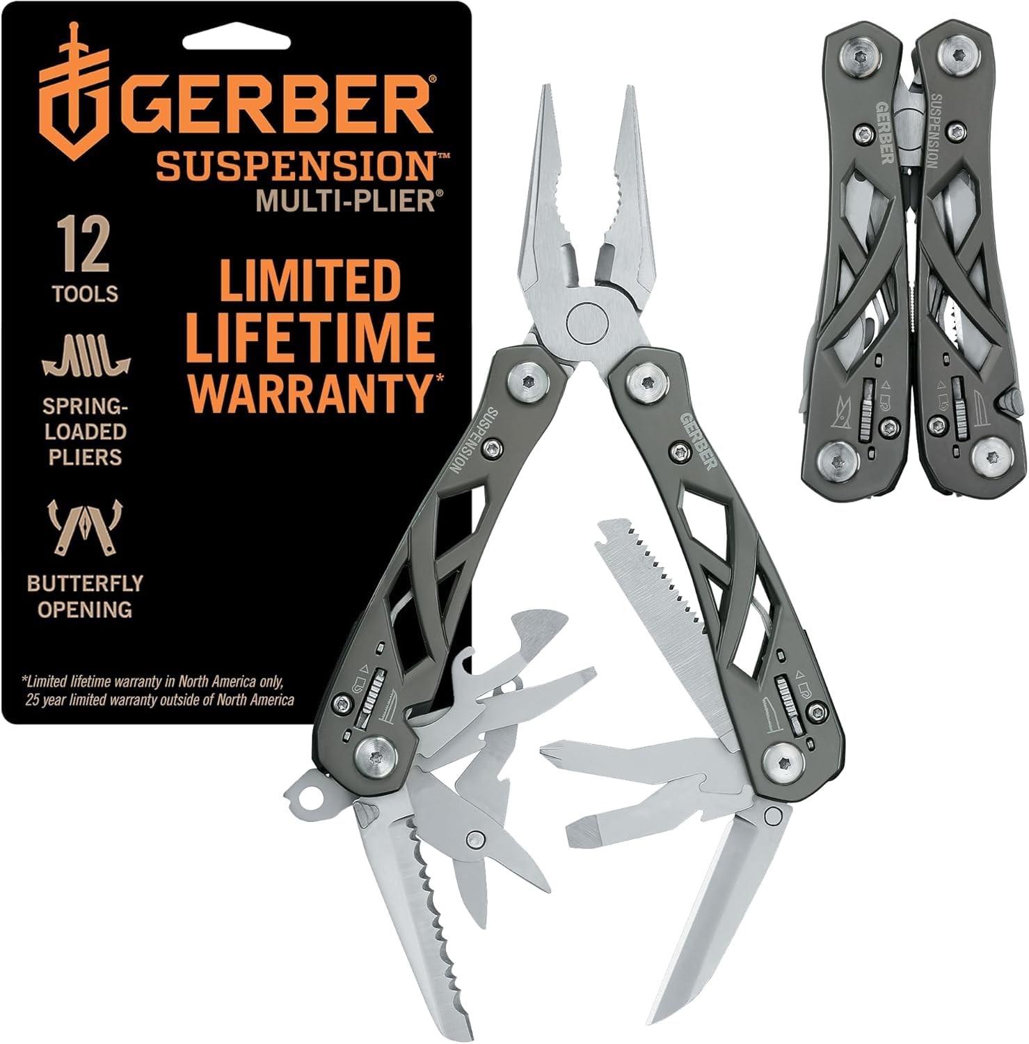 Multi Plier Multitool 12-in-1 EDC Pocket Knife Wire Cutters Grey Gerber Gear