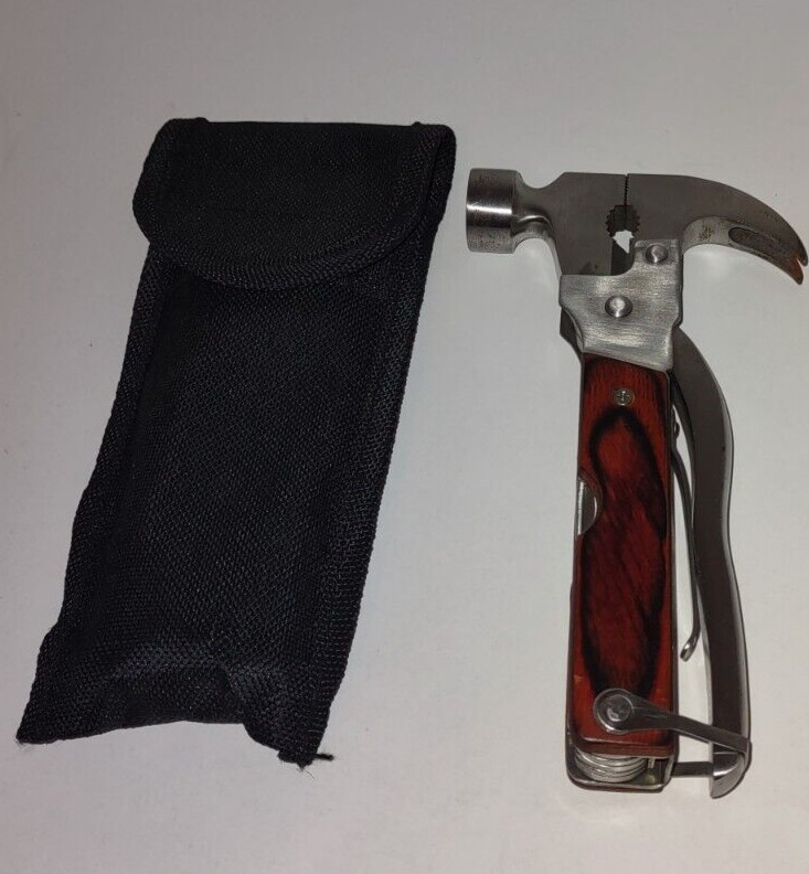 Camping Claw Hammer Multitool with Carrying Pouch w/ Belt Loop