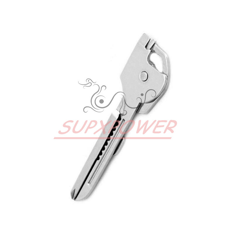 New 6-in-1 Utili Key Tool Keyring Keychain Multifunction Stainless Steel (1PCS)