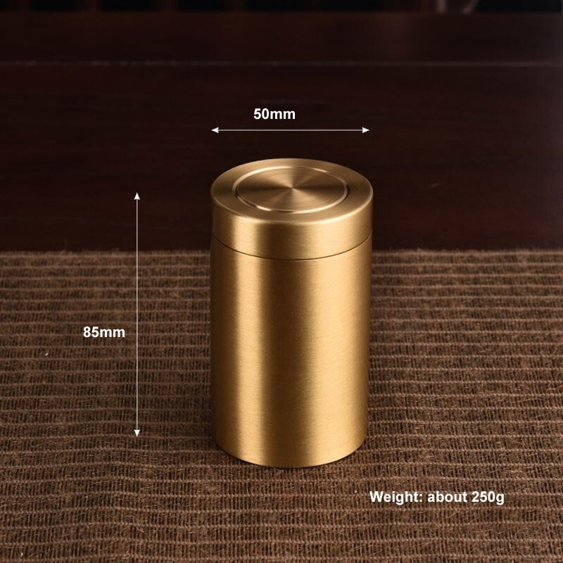 Solid Brass Sealed Tank Tea Caddy Container Portable Metal Storage Box 250g EDC