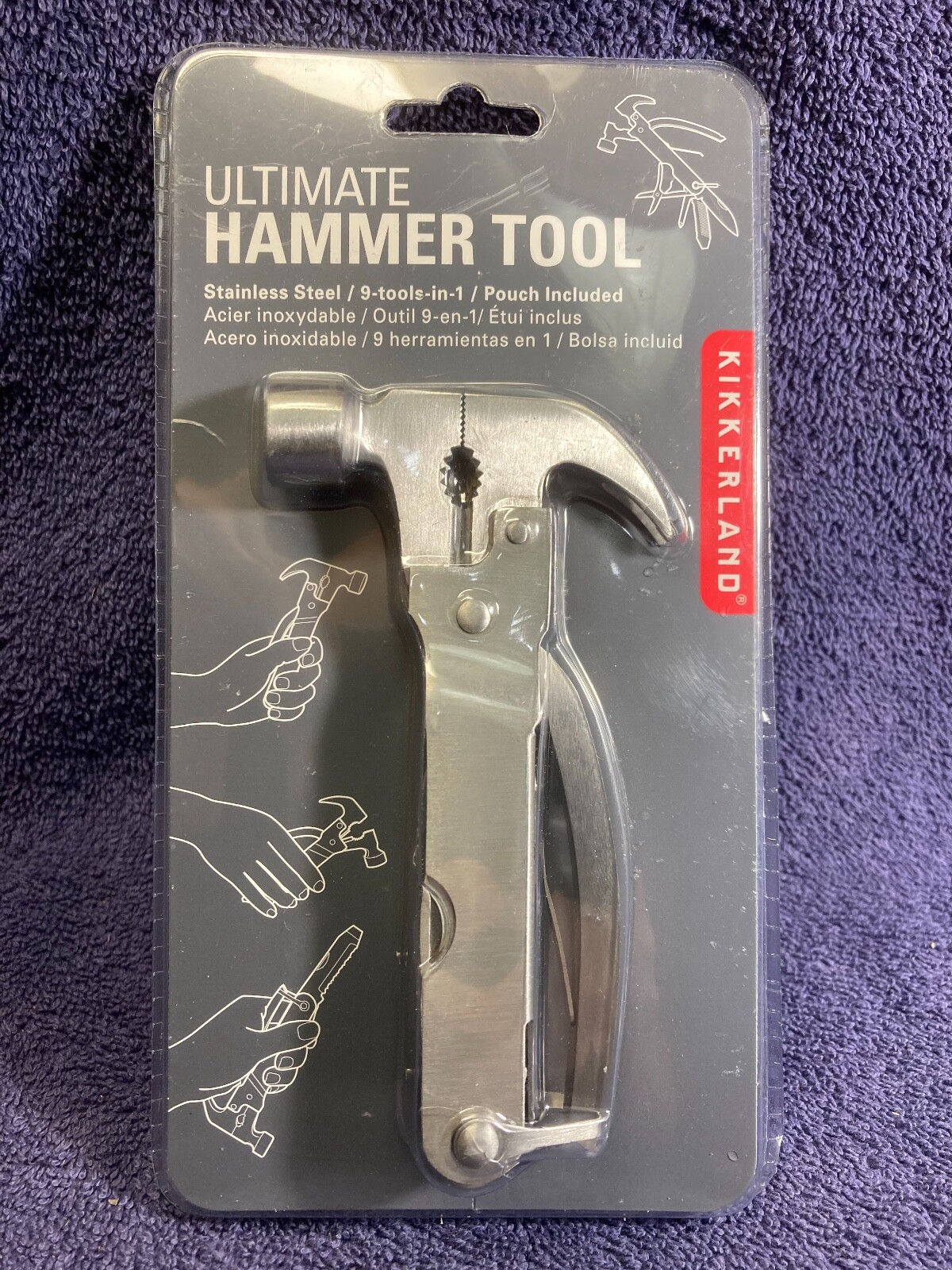 Kikkerland CD502 Multi Function Hammer Tool 9-Tools in One with Pouch – NEW