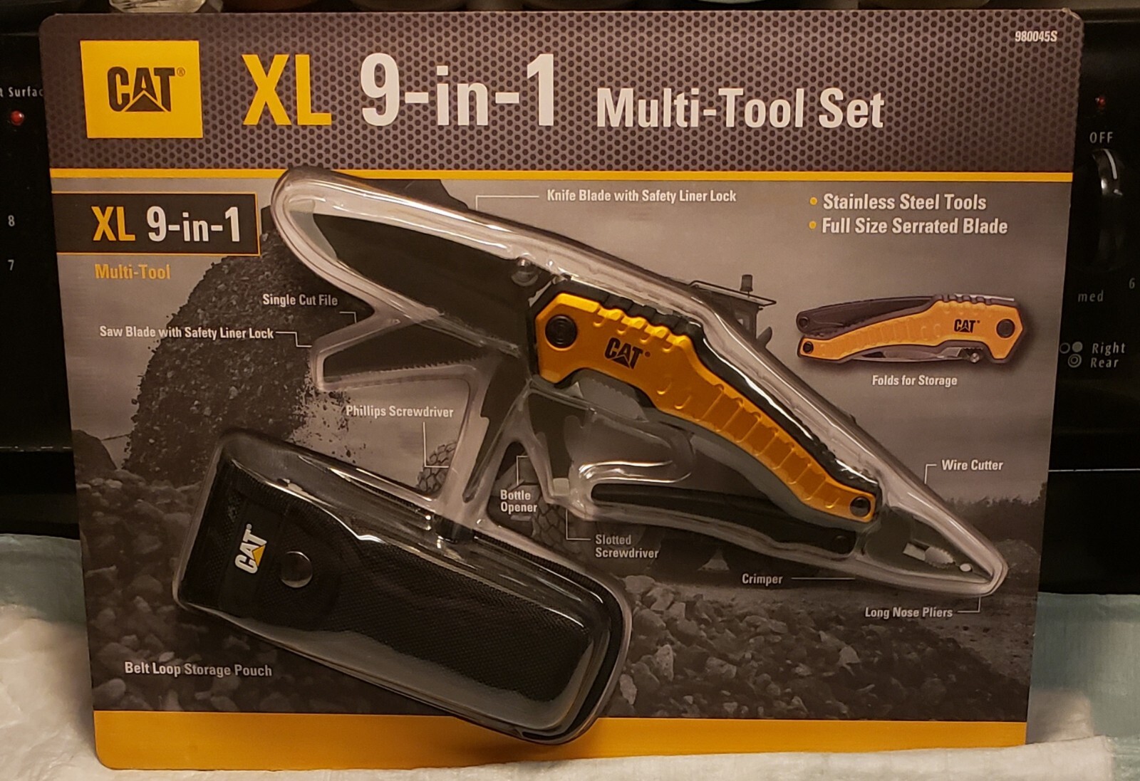 CAT XL 9-in-1 Multi-Tool Set, Stainless Steel Tools with Belt Loop Storage Pouch
