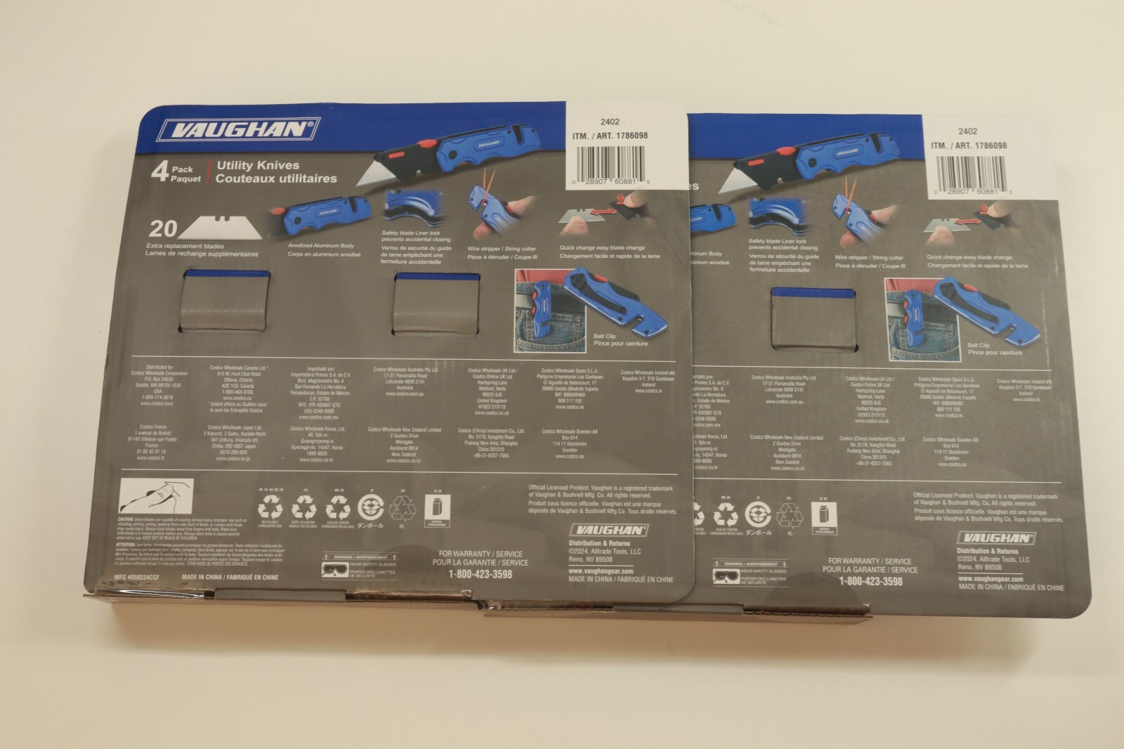 2 packs of 4 Vaughan Utility Knives