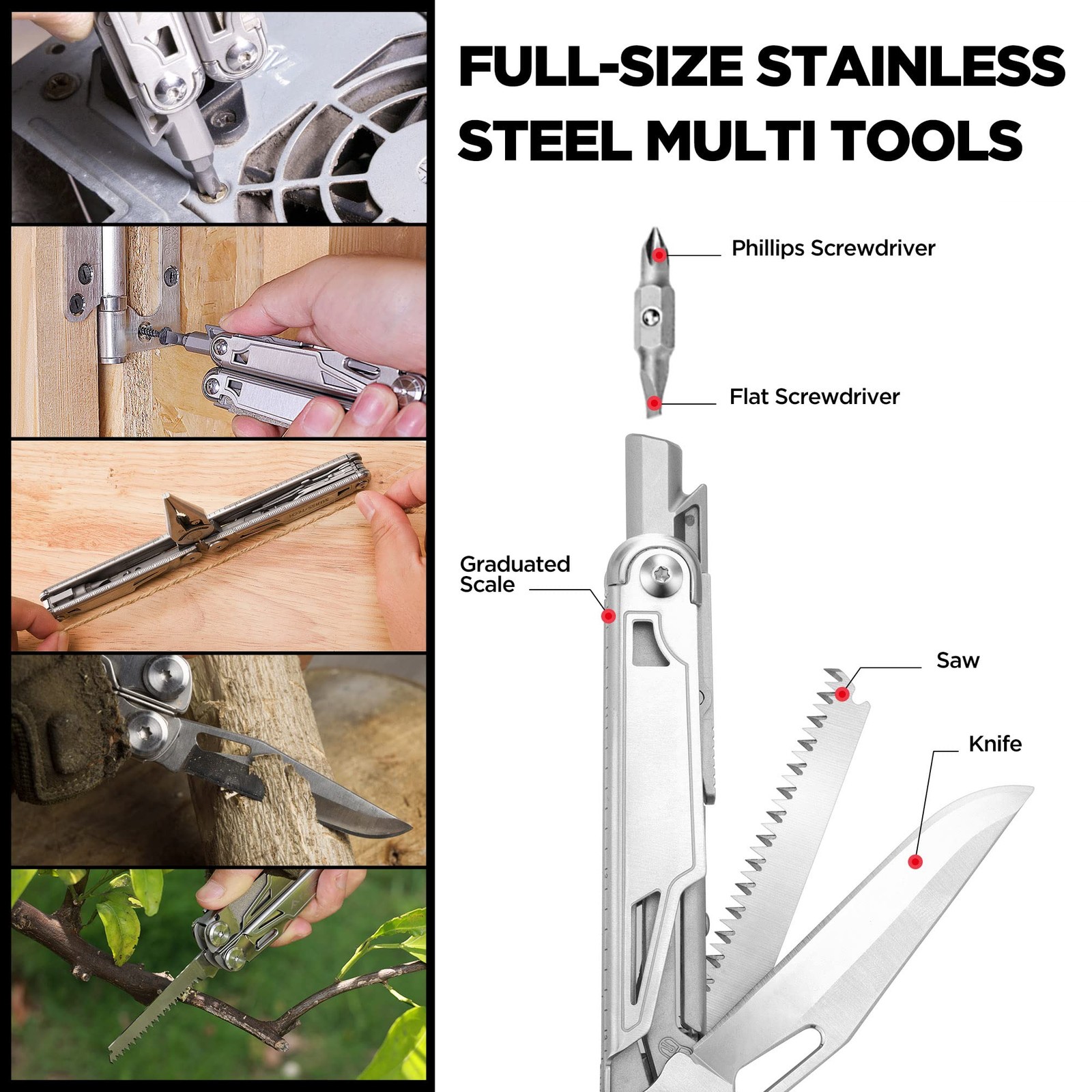 Multi-Function Pliers 16in1, Mulitool Folding Multifunctional Pliers, Stainless Steel…