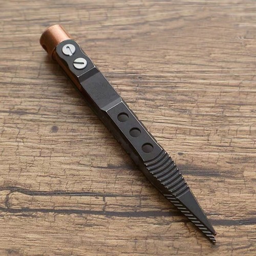 EDC Titanium + Red-copper CNC Tweezers Portable Antiskid Outdoor Camping Tool