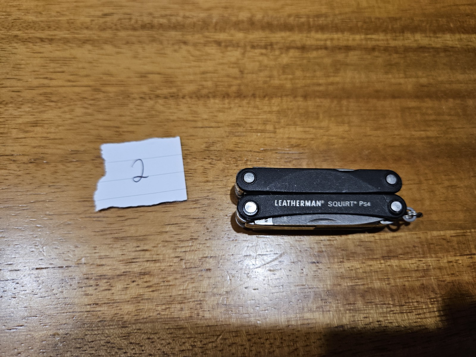 Leatherman Squirt Ps4 Black With Initials Carved In The Handle