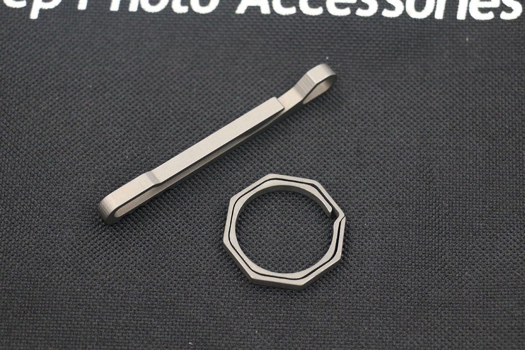 EDC Titanium TC4 Key Chain + Key Ring Belt Clip Molle Pecket Outdoor Tool KCR-8