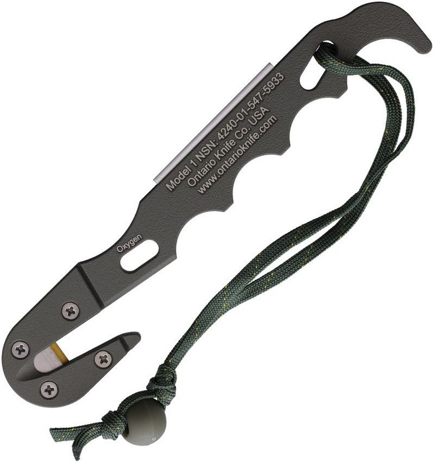 Ontario Model 1 Strap Cutter Stainless Blade OD Green Aluminum Handle – 1406
