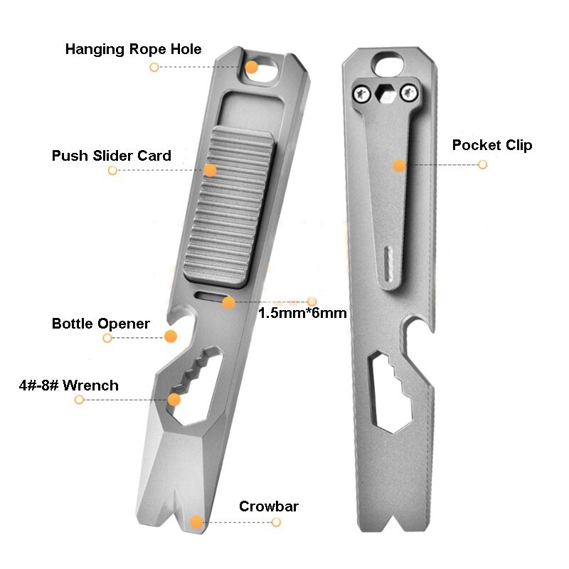 Titanium Multi Tools Pry Bar Crowbar Fidget Clicker Card Toy Stress Relief EDC