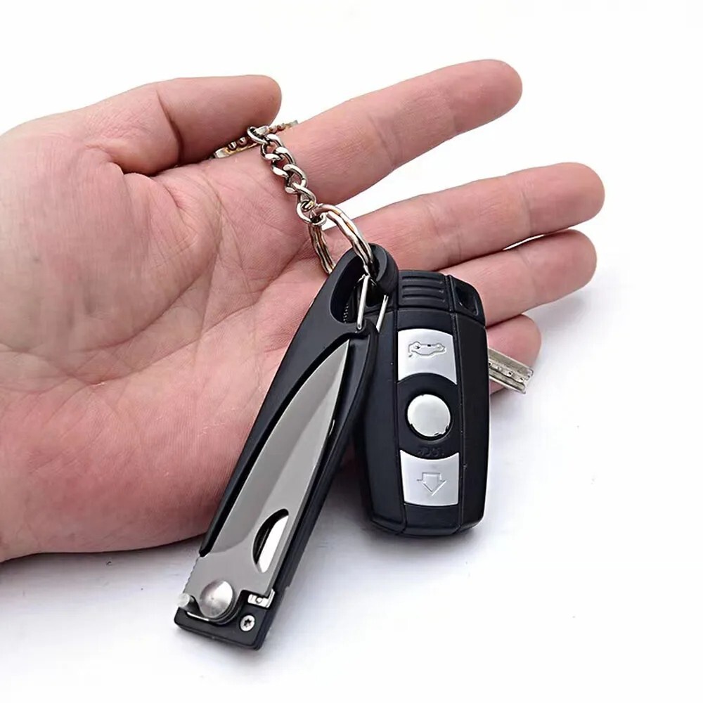 Mini Folding Steel Blade Pocket Key Tool Outdoor Survival Camping Keychain chain