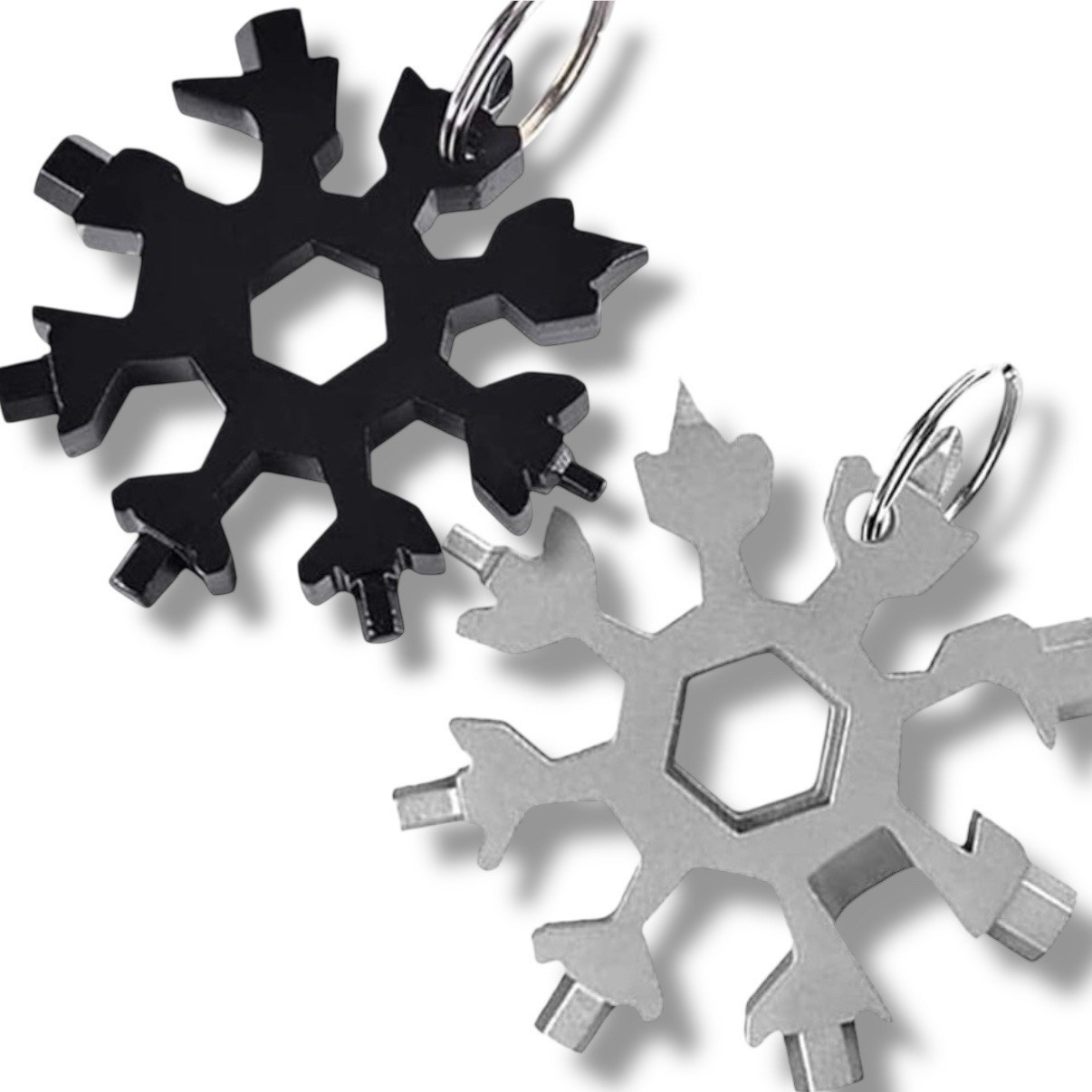 2 Pk 18-in-1 Snowflake Multi-Tool Stainless Steel Portable Screwdriver Keychain