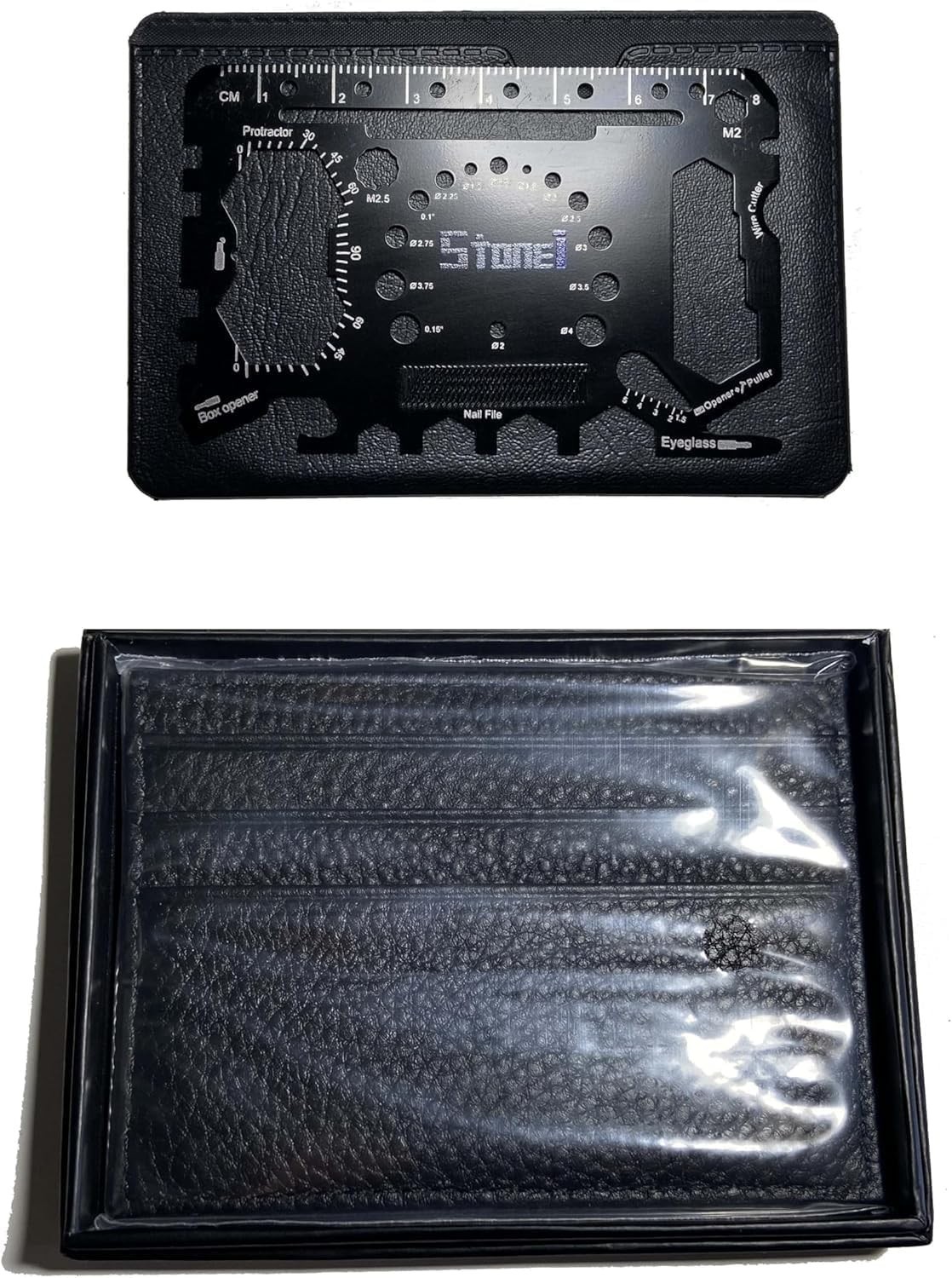 52 in 1 Wallet Multitool Multifunction Tool Card Set w/ Leather Card Holder