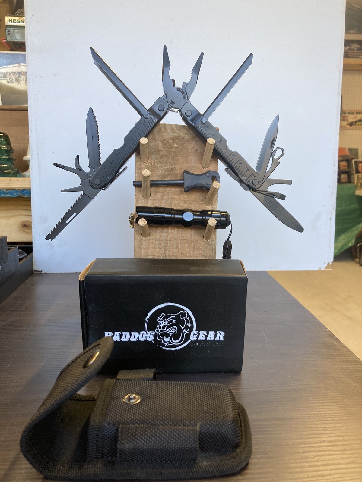 Multi-tool By Bad Dog Gear 10 Tool Including A Fire Starter And Led Flash Light.