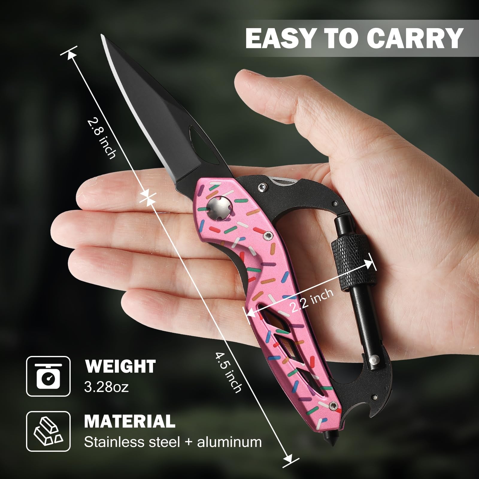 Donut Multitool Carabiner Knife Gifts for Women Men,Survival Gear for Camping…