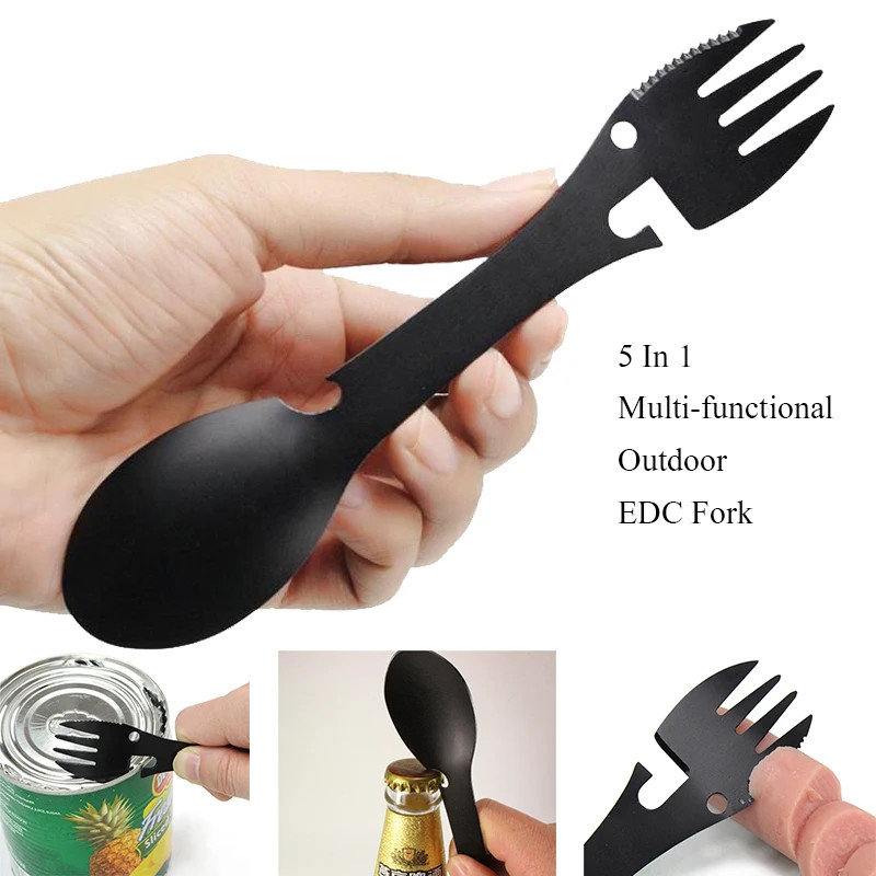 Outdoor Survival Tools 5 in 1 Camping Multi-functional EDC Kit Practical Fork