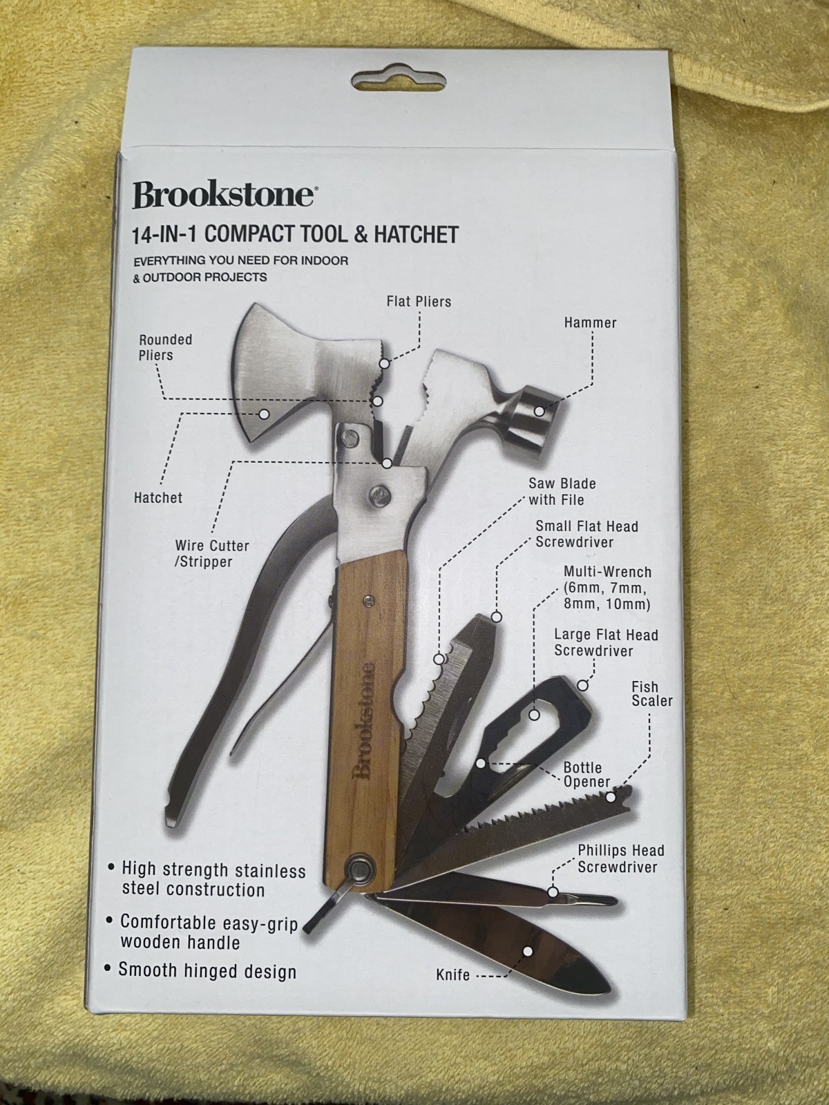 BROOKSTONE BERAND. 14 In 1 Compact Tool & Hatchet – Sealed new box.