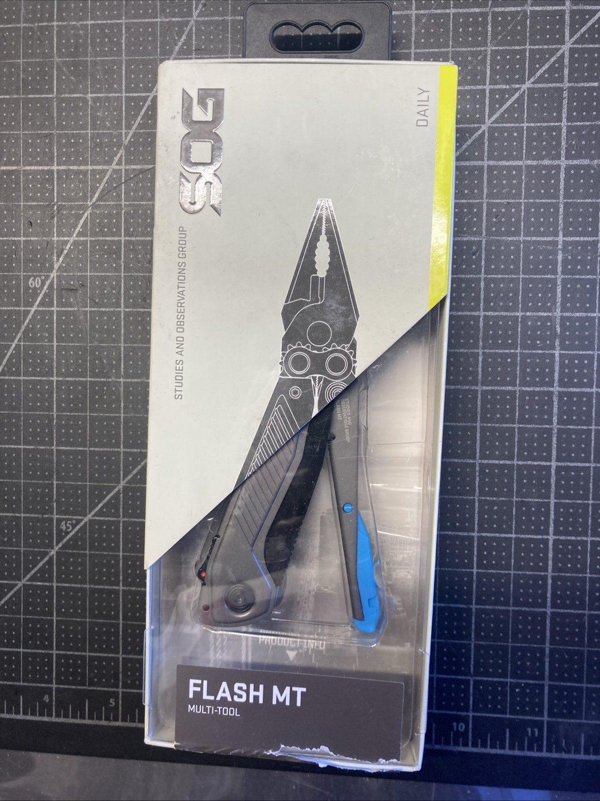 SOG Flash MT Urban Gray and Cyan Pocket Multi-tool 7 Stainless Steel Housing