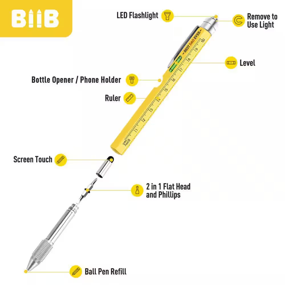 9-In-1 Yellow Multitool Pen Gifts for Dad, Mens Stocking Stuffers for Him, Dad G