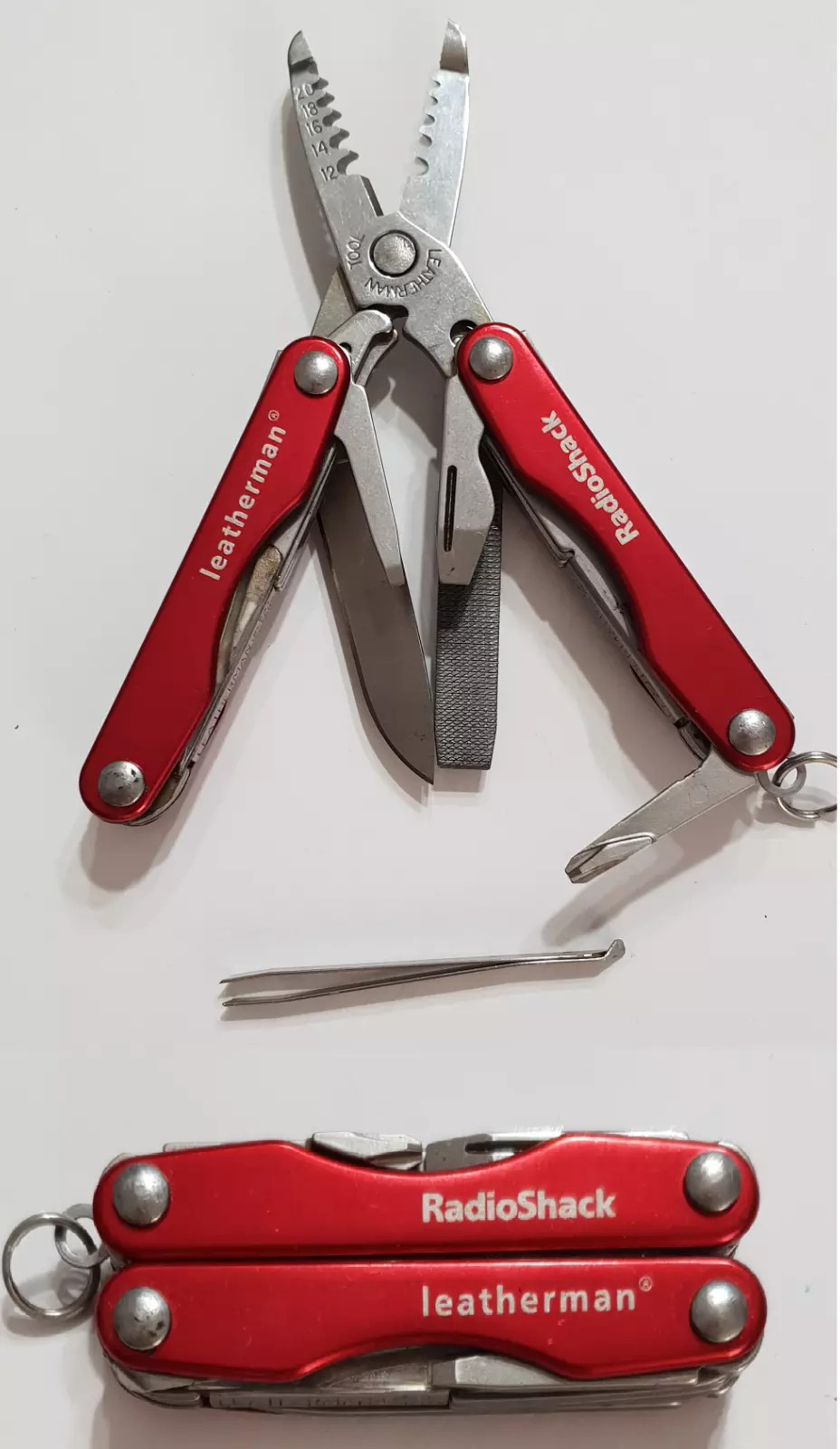 🔥 Leatherman Squirt E4 Stainless Multitool RadioShack Red RareRetired Condition