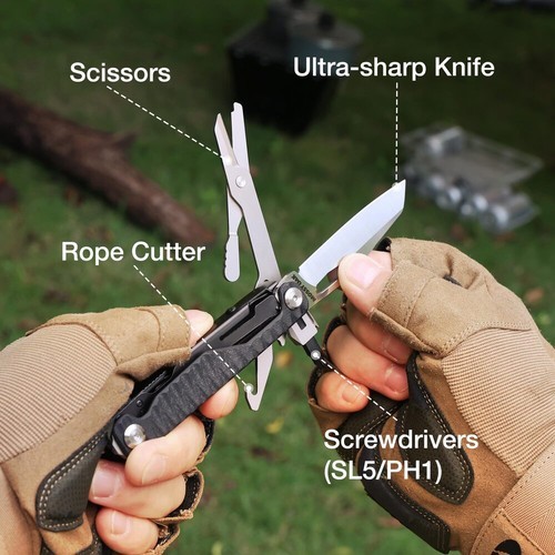 Mossy Oak 12 in 1 Pocket Multitool Knife with G10 Handle EDC Multi Tool Knife US