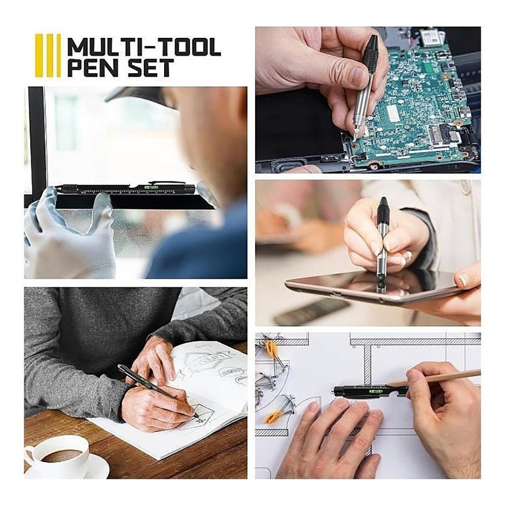 Efficient Rust-Proof Long-Lasting Ergonomic Non-Slip Modern 9-in-1 Multitool Pen