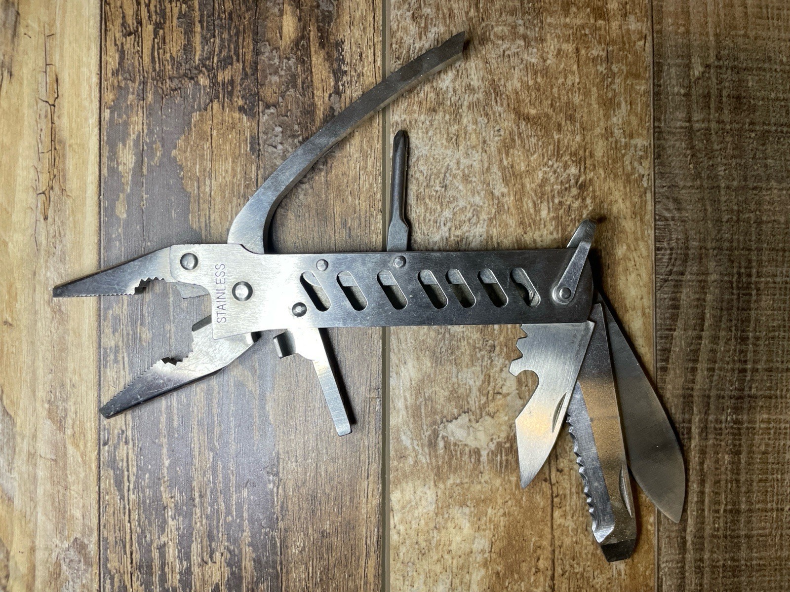 Stainless Steel Multi Tool Folding Pliers Knife Saw File 5.75” Closed