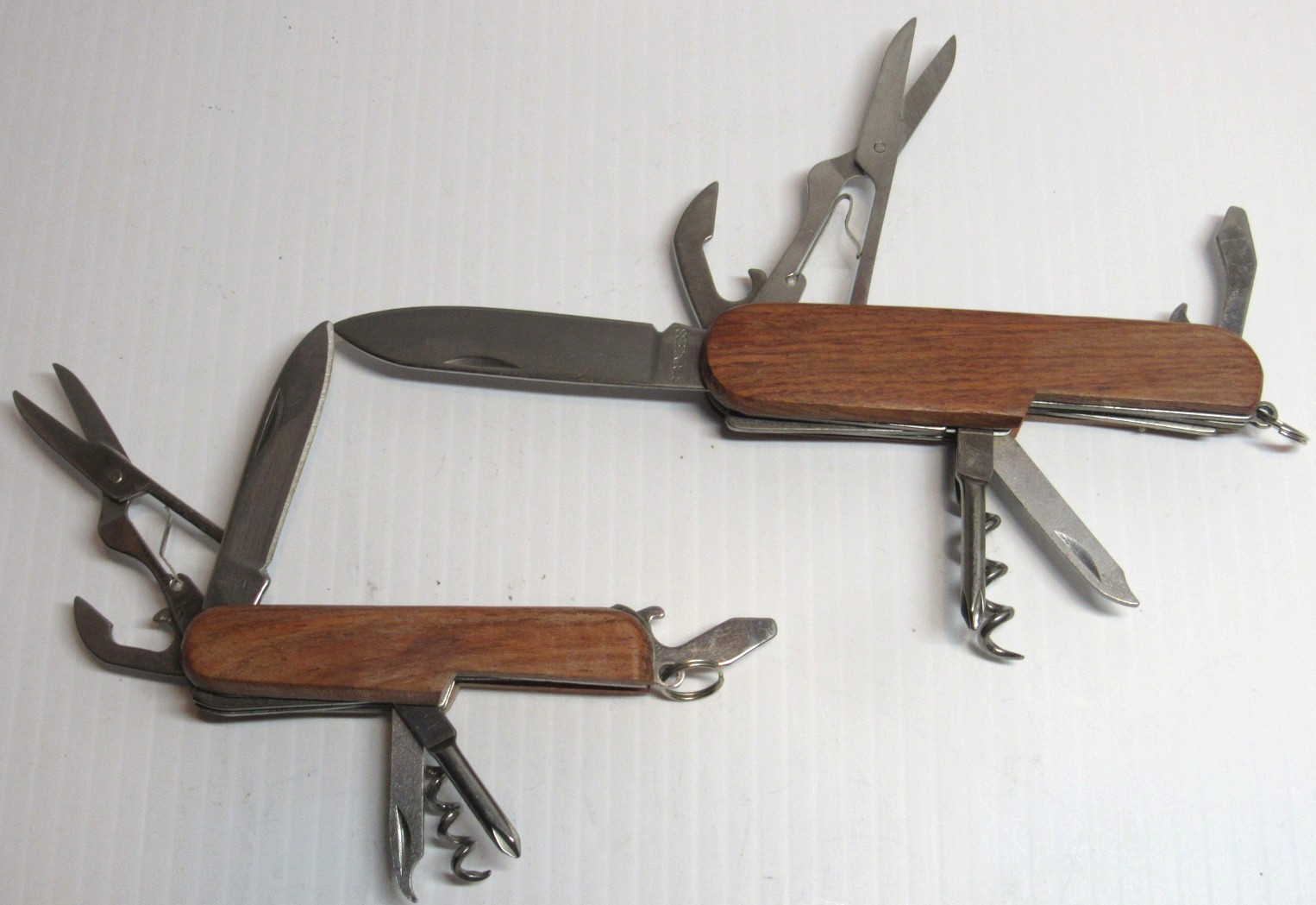 Set of 2 Wood Trim Multi Function Pocket Knife Camping Hiking Tool+Beltloop clip