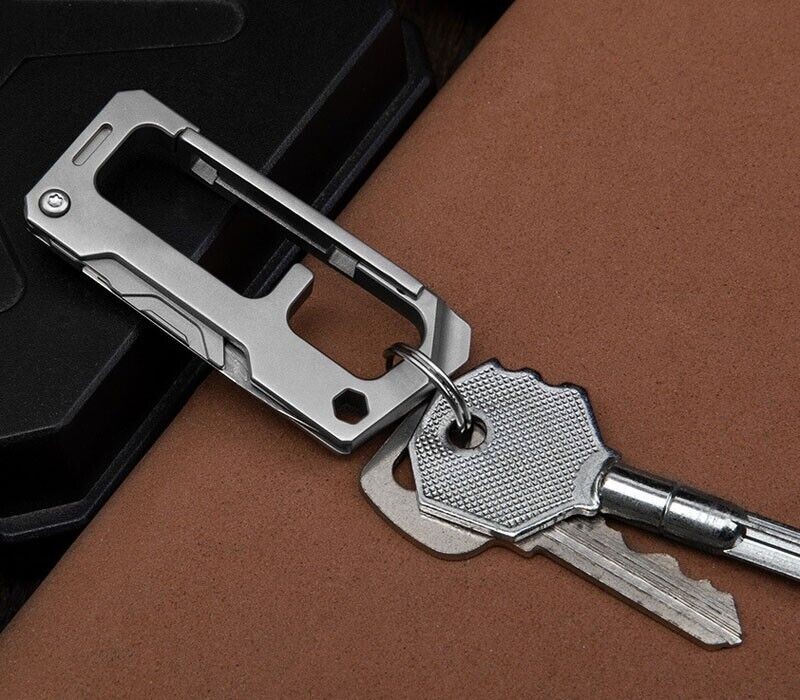 Titanium Multi Tools EDC Keychain Carabiner Folding Utility Knife Scalpel Blade