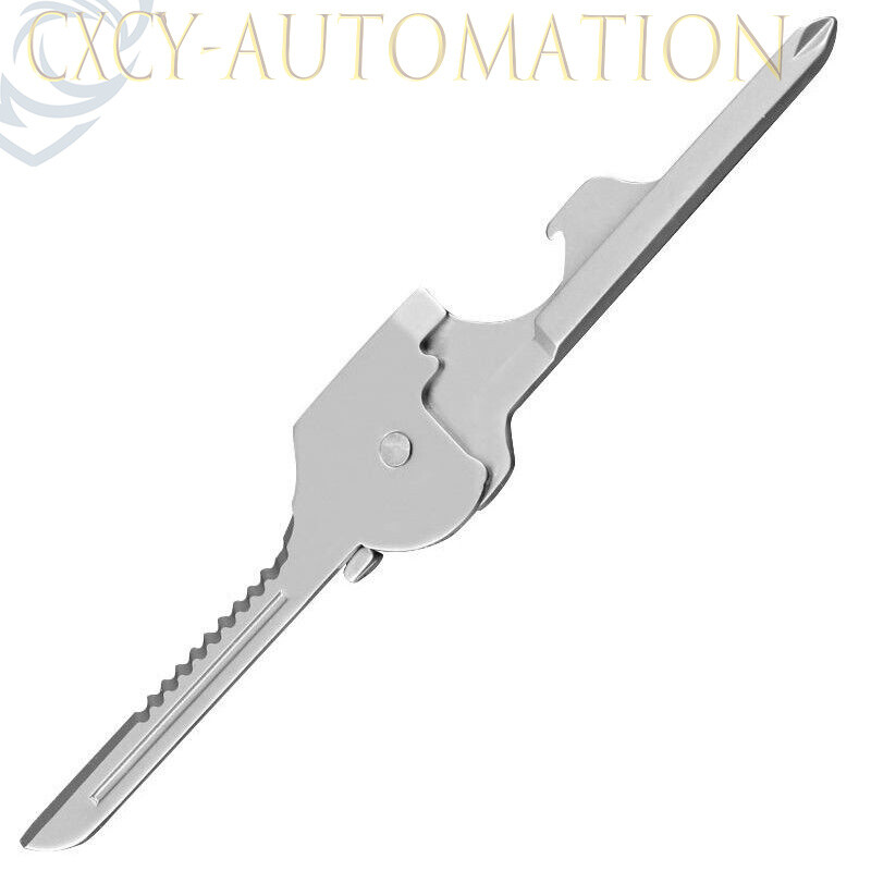 6-in-1 Utili Key Tool Keyring Keychain Multifunction Stainless Steel 1Pcs .