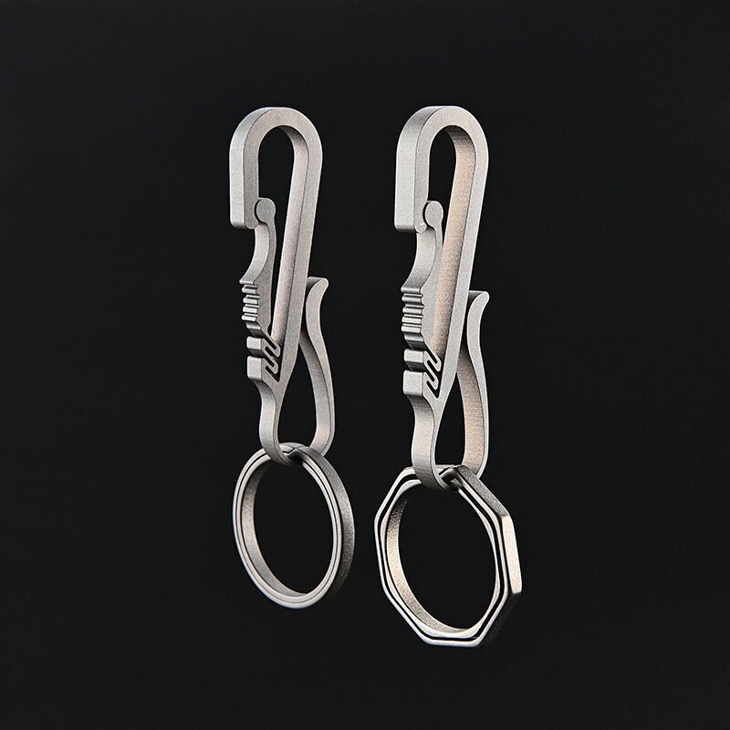 Pure Titanium Alloy Key chain Carabiner with Key Ring Waist Hanging Buckle Tool