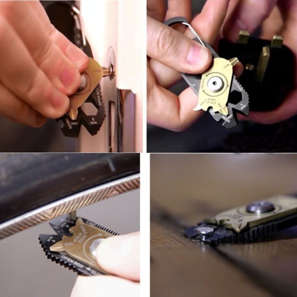 SHTF Survival 20 In 1 Multi-Tool Keychain, Carabiner Attachment Free Shipping.