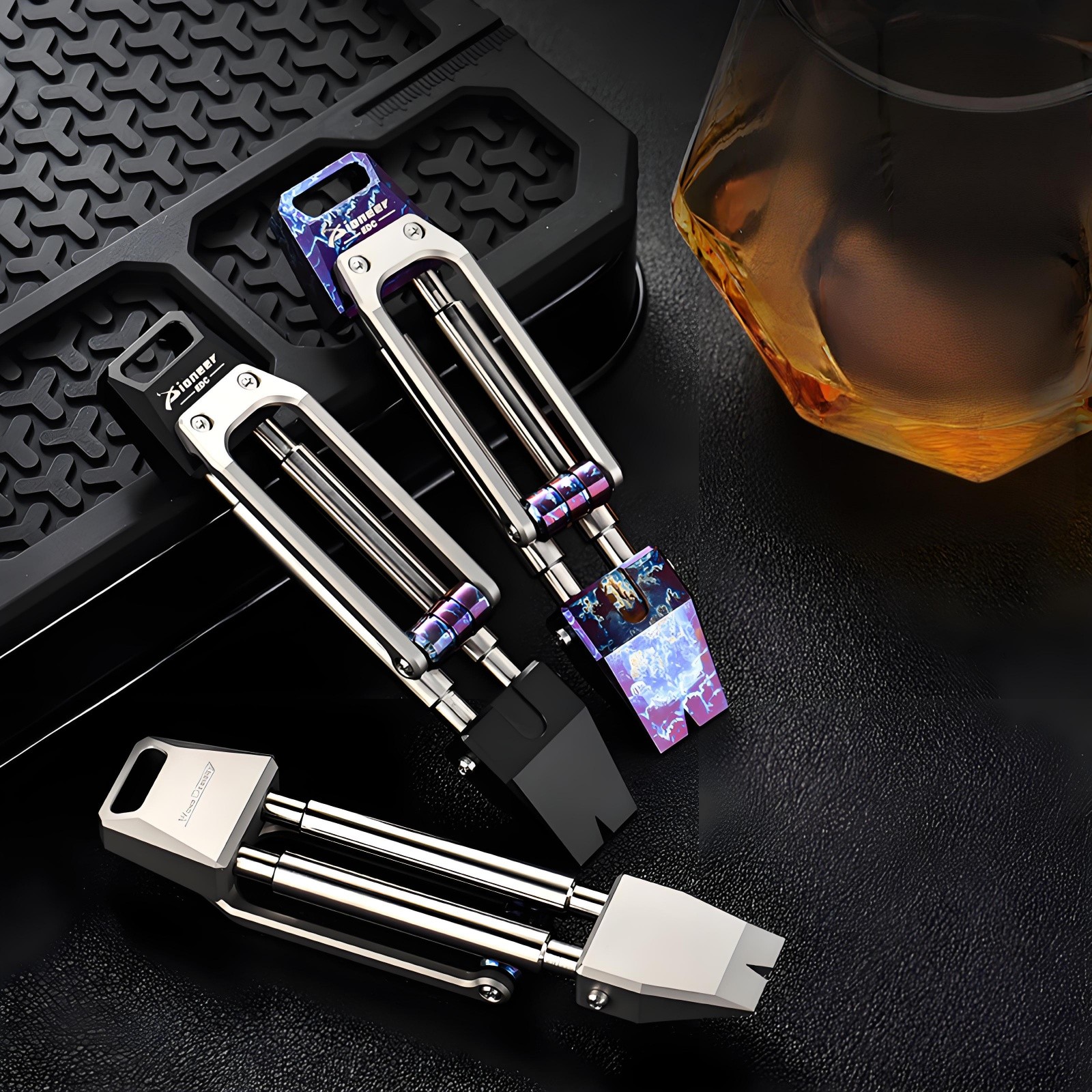 Titanium Alloy EDC Multi-Tool Pry Bar Bottle Opener with Sliding Roller Durable