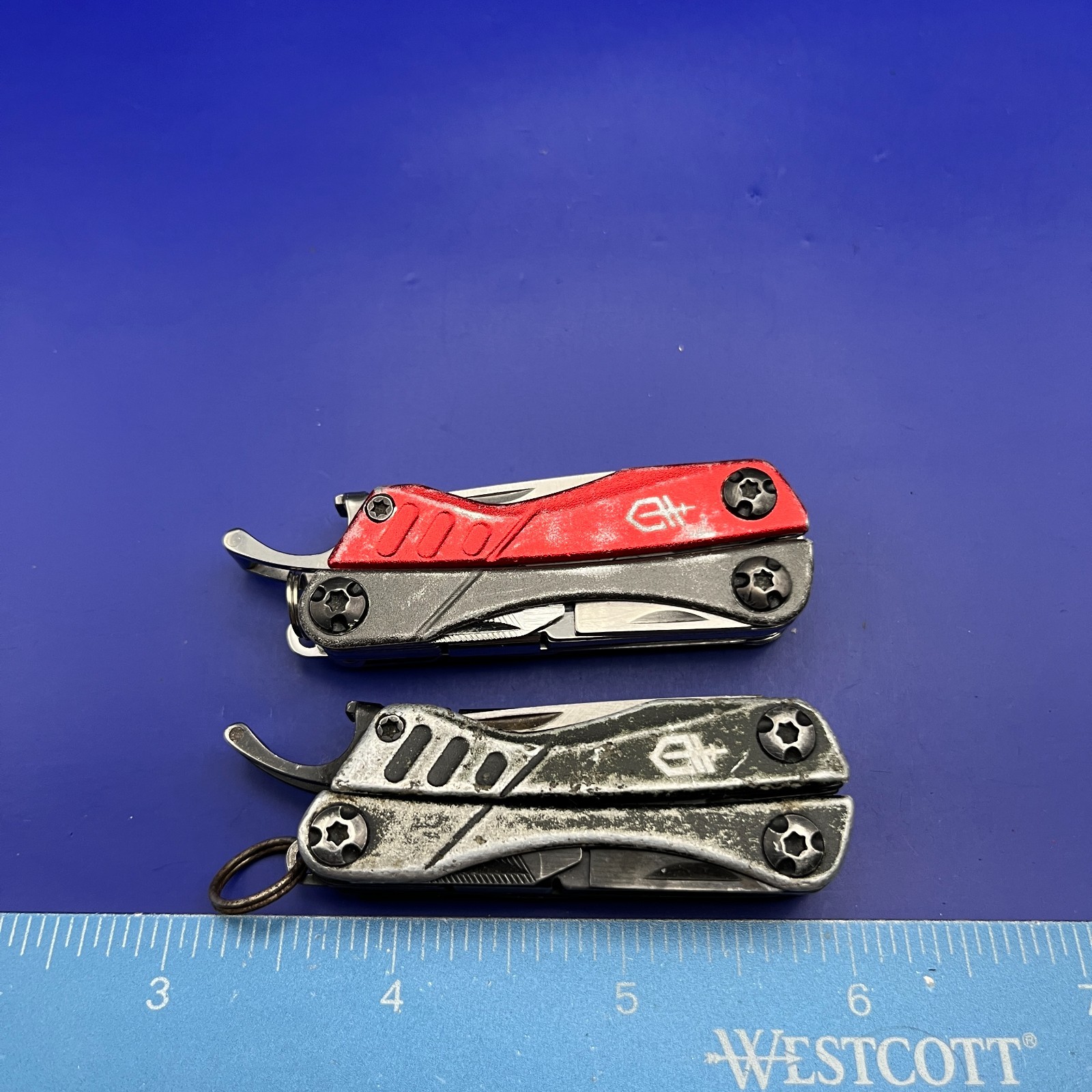 Lot of 2 Gerber Dime Multi-Tools Small Keychain Pliers Knife File Scissors
