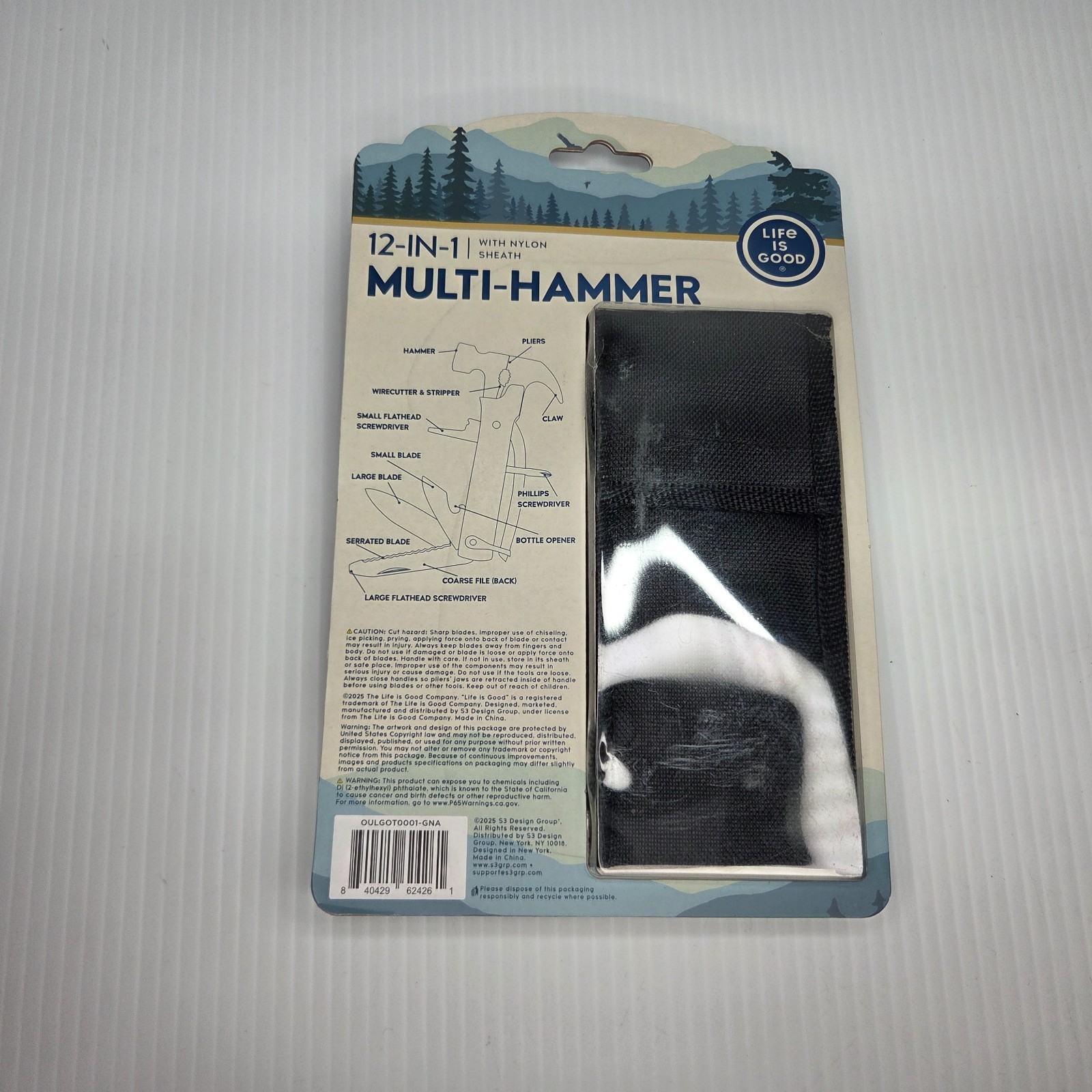 NEW Life is Good 12-in-1 Multi-Hammer Black and Silver With Nylon Sheath Camping