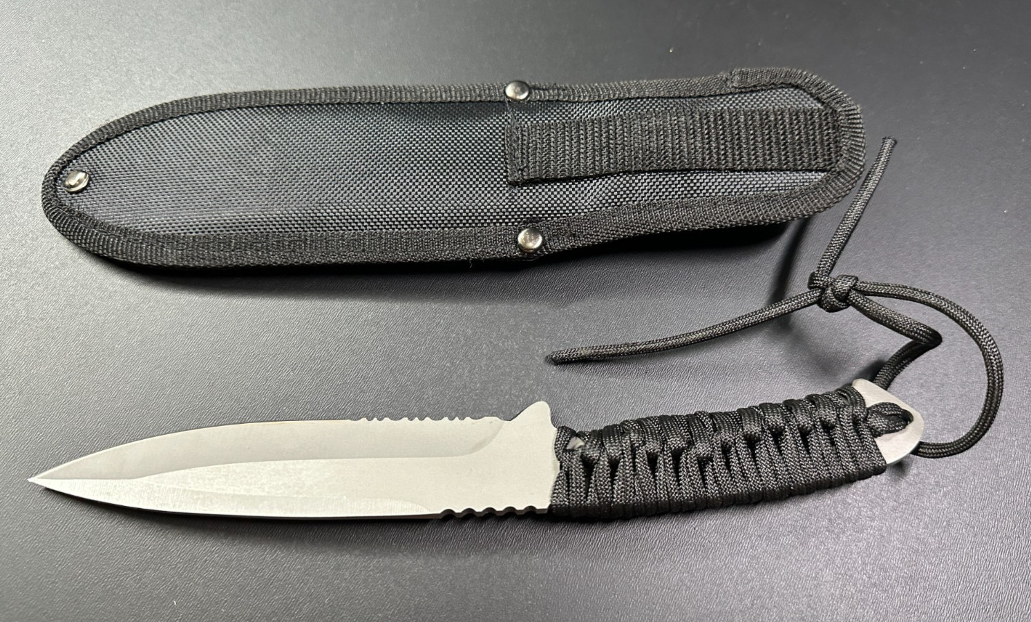 Ozark Trail Fixed Blade Knife w/ Black Paracord Wrapped Handle and Sheath