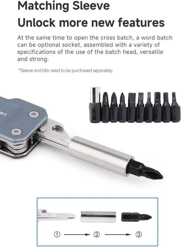 NexTool W1 Adjustable Wrench With Blue Aluminum Handles Screwdrivers File Blade