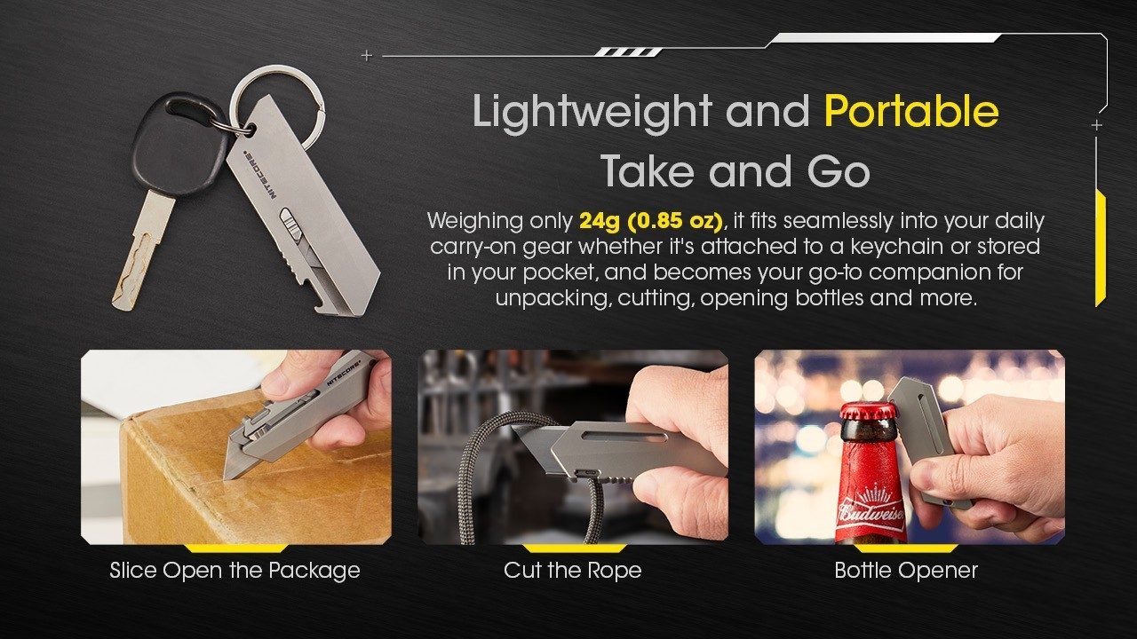 Nitecore NTK09 Titanium Utility EDC Knife Mini Keychain Knife Portable Folding