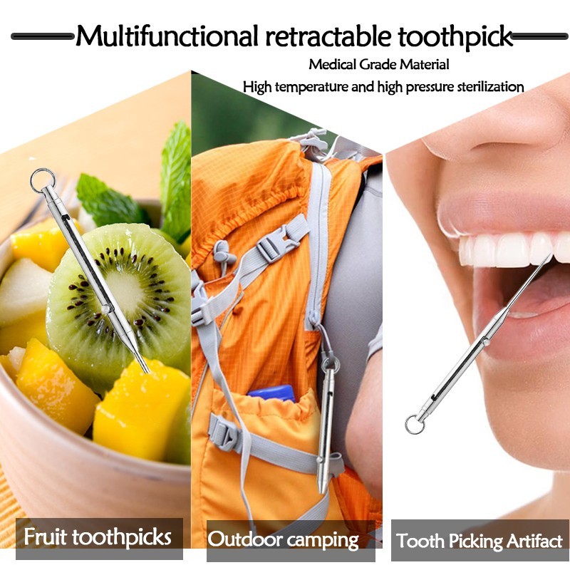 1PC Reusable Titanium Toothpick with Keychain | Eco-Friendly Travel Tool