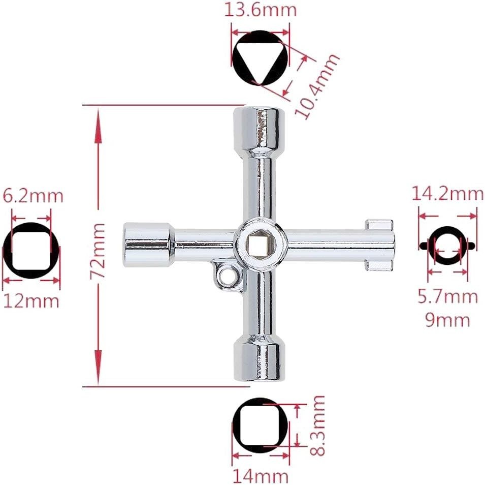 Versatile 4-Way Key Tool for Electric, Gas, and Water Cabinets – 2.83″ Size