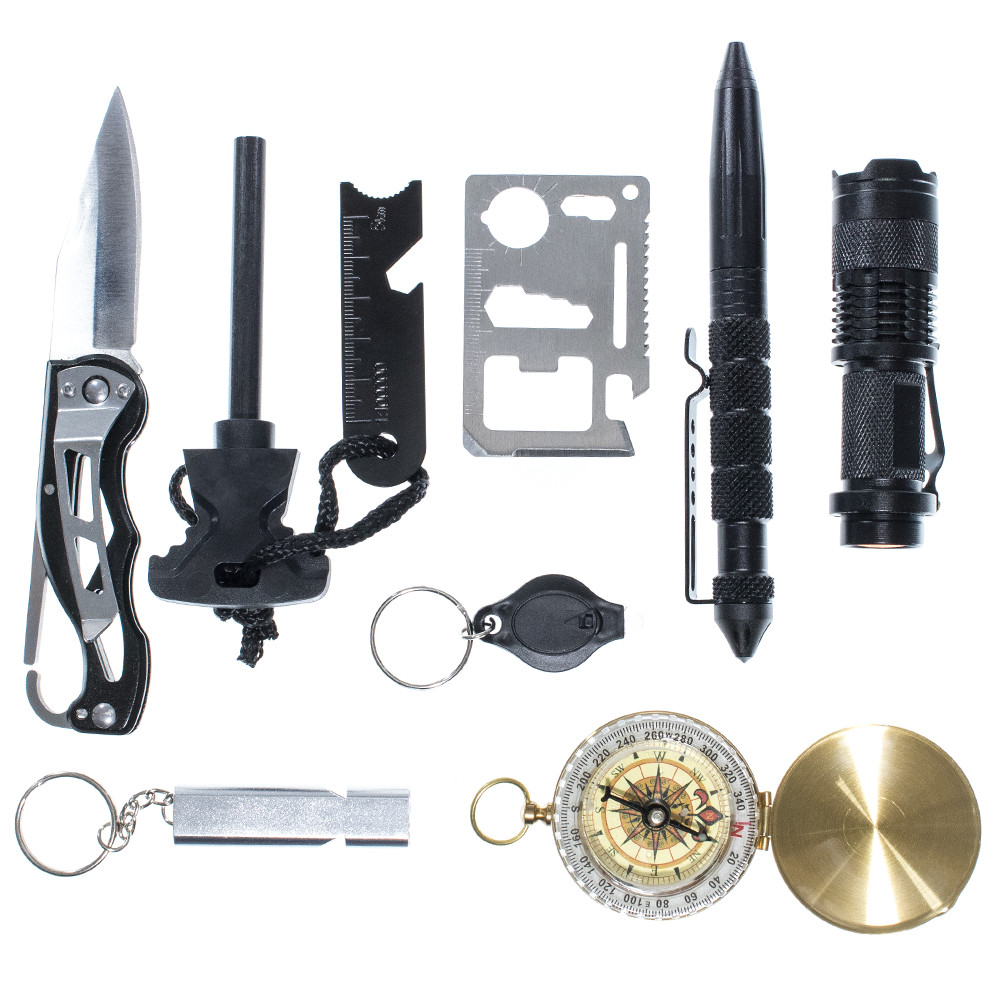 10 in 1 Survival Emergency Outdoor Multi Tool Kit – Great for Camping & Hiking