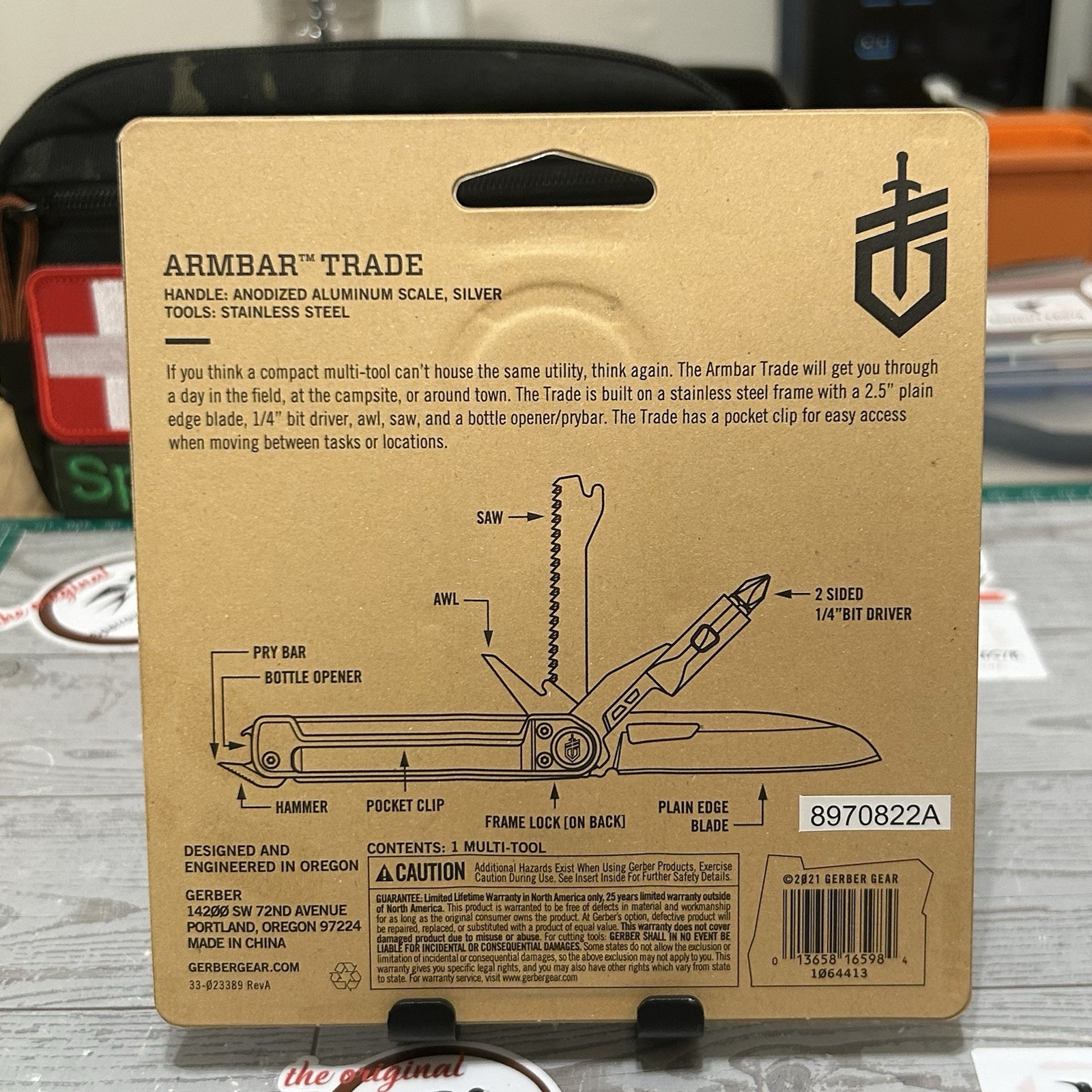 Gerber Armbar Trade Multi-Tool 2.5″ Stainless Steel Blade 8 Functions ( Silver )