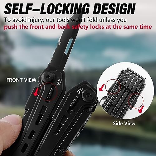 16-in-1 Stainless Steel Multi Tool – EDC Pocket Knife, Pliers, Belt Clip, Sheath