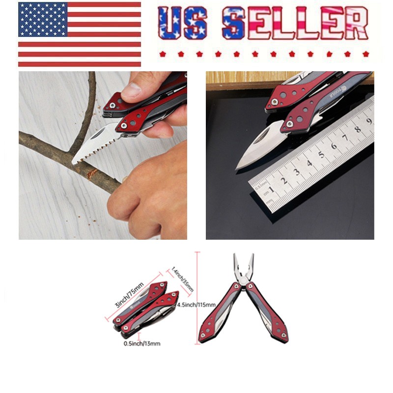Outdoor Survival Utility Fold Tool Stainless Steel Portable EDC Pocket Multi